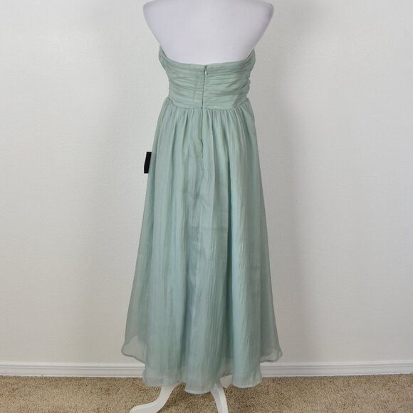 Lulu's Fairytale Design Sage Green Organza Strapless A-Line Midi Dress NEW - M - Picture 5 of 8